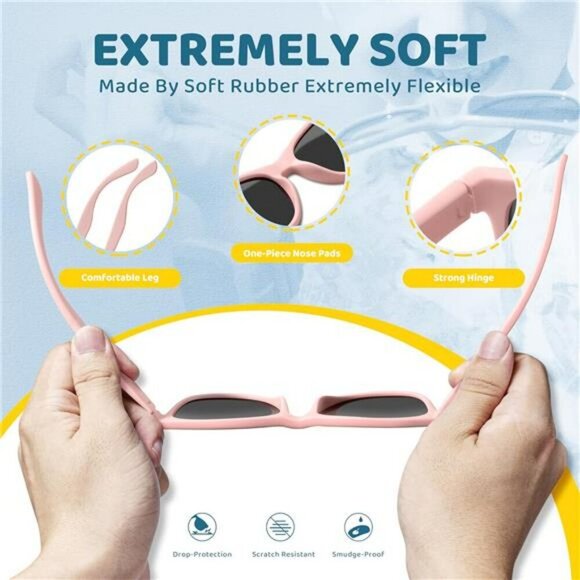 Kids Polarized Sunglasses UV Protection Flexible Rubber Strap Boys Girls Shade - Picture 4 of 7